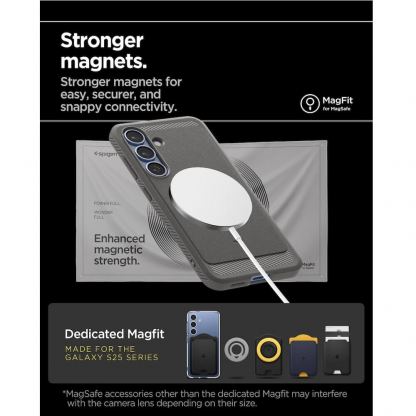 Spigen Rugged Armor MagSafe Case - удароустойчив силиконов (TPU) калъф с MagSafe за Samsung Galaxy S25 (сив)  17