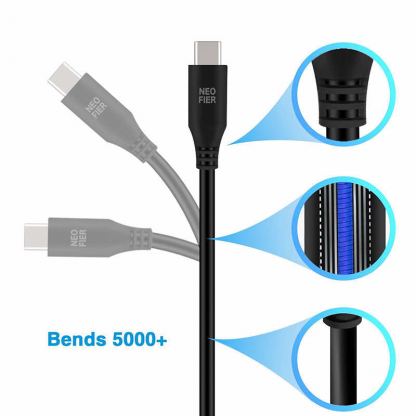 Neofier USB-C to USB-C Data Cable 60W - кабел с бързо зареждане за устройства с USB-C порт (100 см) (черен)  2
