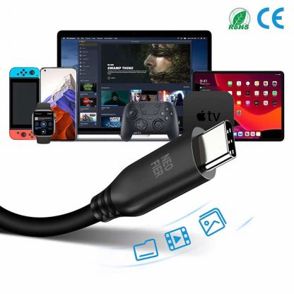 Neofier USB-C to USB-C Data Cable 60W - кабел с бързо зареждане за устройства с USB-C порт (100 см) (черен)  5