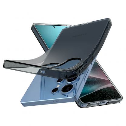 Spigen Liquid Crystal Case - тънък силиконов (TPU) калъф за Samsung Galaxy S25 Ultra (черен-прозрачен)  6