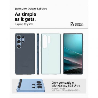 Spigen Liquid Crystal Case - тънък силиконов (TPU) калъф за Samsung Galaxy S25 Ultra (черен-прозрачен)  13