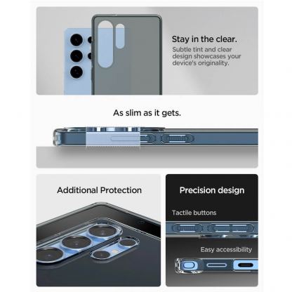 Spigen Liquid Crystal Case - тънък силиконов (TPU) калъф за Samsung Galaxy S25 Ultra (черен-прозрачен)  17