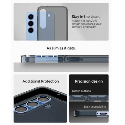 Spigen Liquid Crystal Case - тънък силиконов (TPU) калъф за Samsung Galaxy S25 (черен-прозрачен)  16