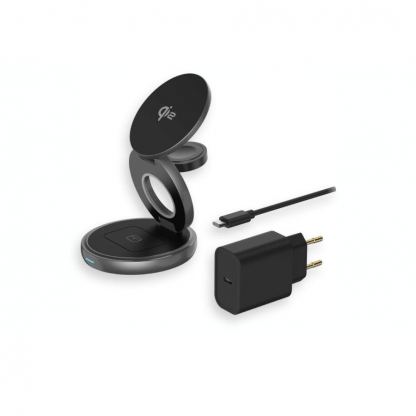 LMP Twist 3-in-1 MagSafe Qi2 Foldable Pad - преносима тройна поставка (пад) за безжично зареждане за iPhone с MagSafe, Apple Watch, AirPods и Qi съвместими мобилни устройства (черен) 3