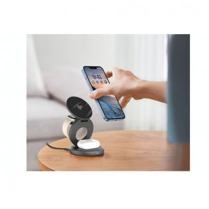 LMP Twist 3-in-1 MagSafe Qi2 Foldable Pad - преносима тройна поставка (пад) за безжично зареждане за iPhone с MagSafe, Apple Watch, AirPods и Qi съвместими мобилни устройства (черен) 5