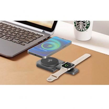LMP Twist 2-in-1 Qi2 Wireless Charging Station 17W - сгъваема двойна поставка (пад) за безжично зареждане за iPhone с MagSafe и Apple Watch (черен) 4