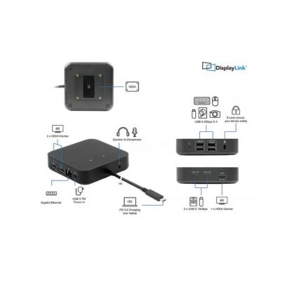 LMP Triple Display USB-C Docking Station 4K - мултифункционална док станция за свързване на допълнителна периферия за компютри с USB-C порт (черен) 10