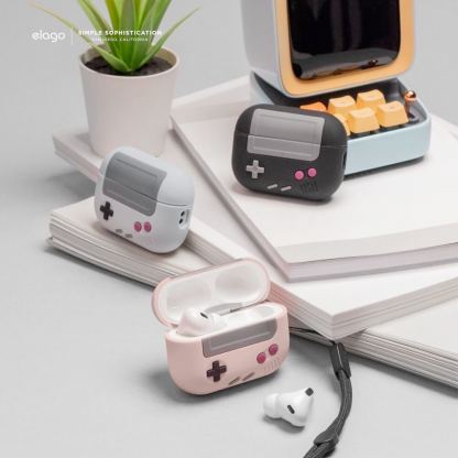 Elago Airpods Pro Retro AW5 Silicone Hang Case - силиконов калъф с карабинер за Apple Airpods Pro 2 (черен)  5