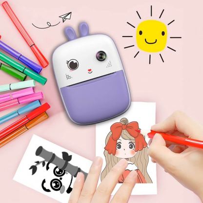 Mini Kids Portable Thermal Printer With Camera HURC10F - фотоапарат и безжичен термопринтер (лилав) 12