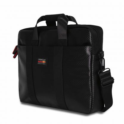 Red Bull PU Carbon Laptop Bag 16 - луксозна дизайнерска чанта с дръжки и презрамка за преносими компютри до 16 инча (черен) 2