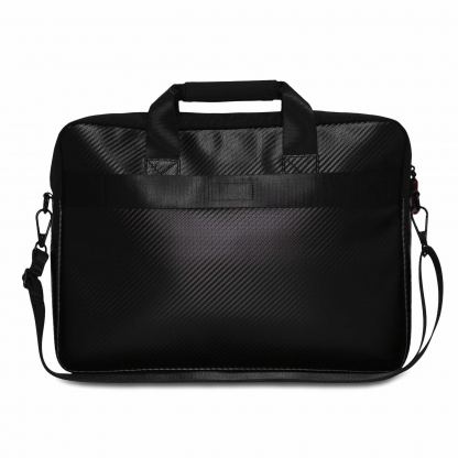 Red Bull PU Carbon Laptop Bag 16 - луксозна дизайнерска чанта с дръжки и презрамка за преносими компютри до 16 инча (черен) 3