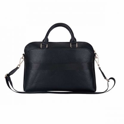 Guess PU Grained Triangle Logo Laptop Bag 16 - луксозна дизайнерска чанта с дръжки и презрамка за преносими компютри до 16 инча (черен) 3