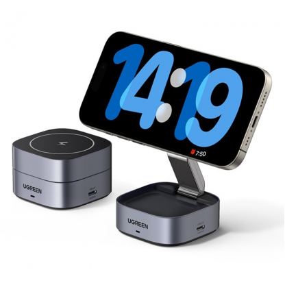 Ugreen MagSafe 2-in-1 Inductive Charger - двойна поставка (пад) за безжично зареждане за iPhone с Magsafe и AirPods (черен)	 4