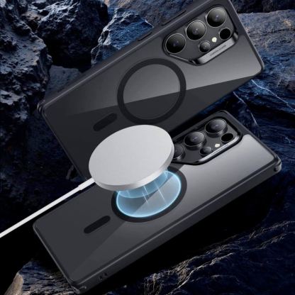 ESR Classic Hybrid HaloLock MagSafe Case - хибриден кейс с висока степен на защита с MagSafe за Samsung Galaxy S25 Ultra (черен-прозрачен)  2