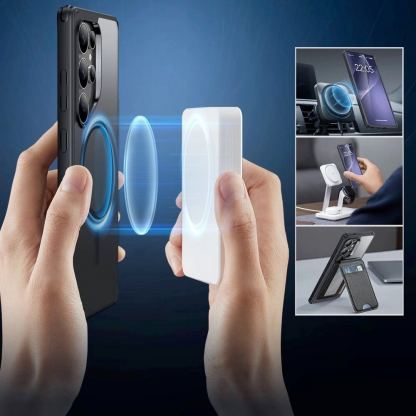 ESR Classic Hybrid HaloLock MagSafe Case - хибриден кейс с висока степен на защита с MagSafe за Samsung Galaxy S25 Ultra (черен-прозрачен)  4