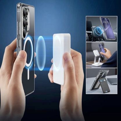 ESR Classic Hybrid HaloLock MagSafe Case - хибриден кейс с висока степен на защита с MagSafe за Samsung Galaxy S25 Ultra (прозрачен)  4