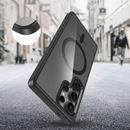 Tech-Protect MagMat MagSafe Case - хибриден удароустойчив кейс с MagSafe за Samsung Galaxy S25 Ultra (черен-прозрачен) 4