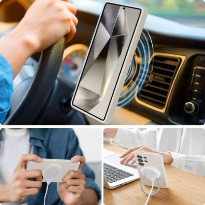 Tech-Protect Liquid Silicone MagSafe Case - силиконов (TPU) калъф с MagSafe за Samsung Galaxy S25 Ultra (лилав) 3