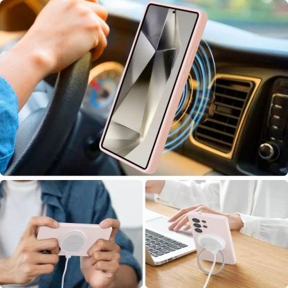Tech-Protect Liquid Silicone MagSafe Case - силиконов (TPU) калъф с MagSafe за Samsung Galaxy S25 Ultra (розов) 3