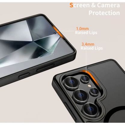 Tech-Protect MagMat MagSafe Case - хибриден удароустойчив кейс с MagSafe за Samsung Galaxy S25 Ultra (черен-мат) 3