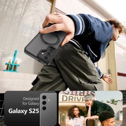 Tech-Protect Magring MagSafe Case - хибриден удароустойчив кейс с MagSafe за Samsung Galaxy S25 (черен-мат) 4