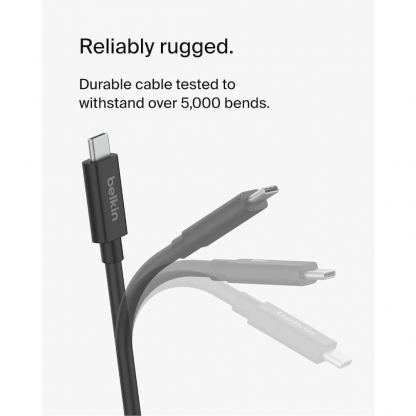 Belkin Connect USB4 USB-C to USB-C Cable 240W - здрав USB4 кабел с въжена оплетка за устройства с USB-C порт (200 см) (черен) 4