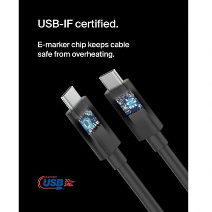 Belkin Connect USB4 USB-C to USB-C Cable 240W - здрав USB4 кабел с въжена оплетка за устройства с USB-C порт (200 см) (черен) 6