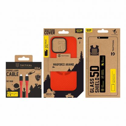Tactical Red Limited Edition Combo - комплект кевларен кейс с MagSafe , стъклено покритие за дисплея и USB-C кабел за iPhone 16 Pro Max (червен) 2