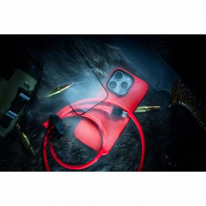 Tactical Red Limited Edition Combo - комплект кевларен кейс с MagSafe , стъклено покритие за дисплея и USB-C кабел за iPhone 16 Pro (червен) 3