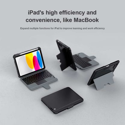 Nillkin Bumper Combo Keyboard Protective Case - удароустойчив кейс, с отделяща клавиатура и поставка за iPad 10 (2022), iPad 11 (2025) (черен) 10