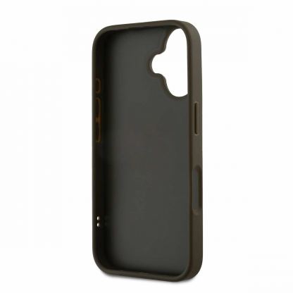 DKNY PU Leather Stack Logo Wrist Strap Case - дизайнерски кожен кейс с връзка за носене за iPhone 16 (тъмнозелен) 4