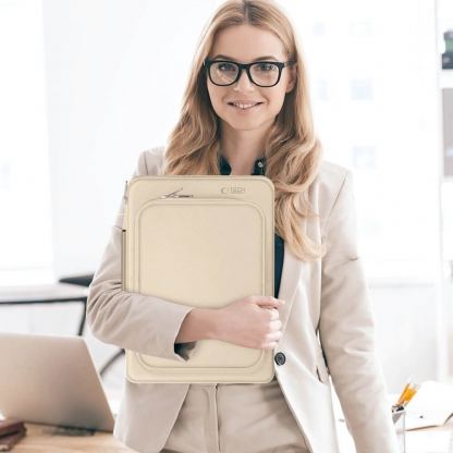 Tech-Protect Basic Laptop Bag 14 - елегантна чанта за MacBook Pro 14 М1 (2021), MacBook Pro 13 и лаптопи до 14 инча (бежов) 2