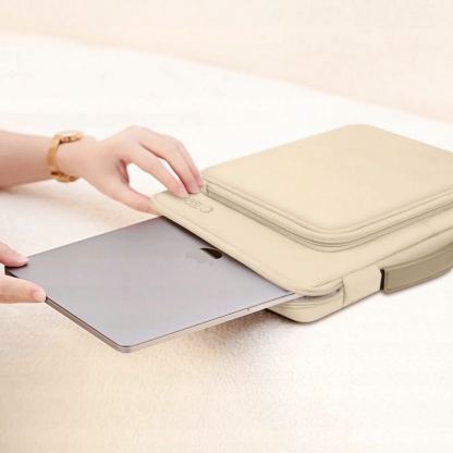 Tech-Protect Basic Laptop Bag 14 - елегантна чанта за MacBook Pro 14 М1 (2021), MacBook Pro 13 и лаптопи до 14 инча (бежов) 5