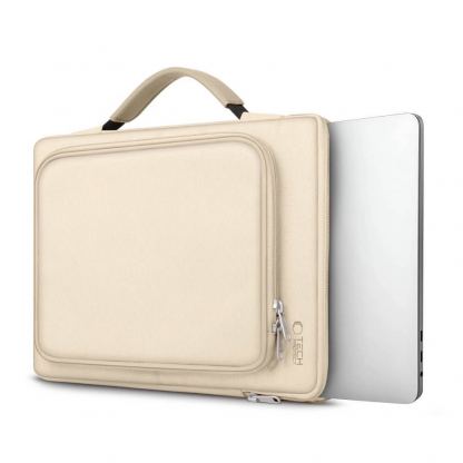 Tech-Protect Basic Laptop Bag 14 - елегантна чанта за MacBook Pro 14 М1 (2021), MacBook Pro 13 и лаптопи до 14 инча (бежов) 8