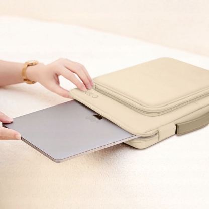 Tech-Protect Basic Laptop Bag 16 - елегантна чанта за MacBook Pro 15 и лаптопи до 16 инча (бежов) 8