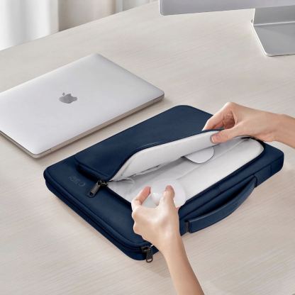 Tech-Protect Basic Laptop Bag 16 - елегантна чанта за MacBook Pro 15 и лаптопи до 16 инча (тъмносин) 7