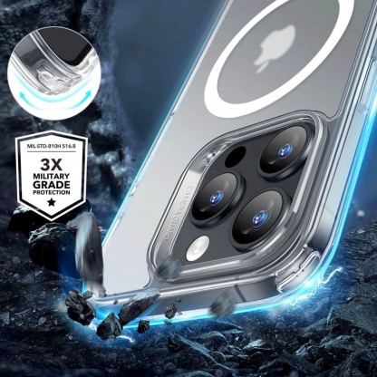 ESR Halolock Classic Hybrid MagSafe Protection Set - хибриден удароустойчив кейс с MagSafe и стъклено защитно покритие за дисплея на iPhone 16 Pro Max (прозрачен-мат) 2