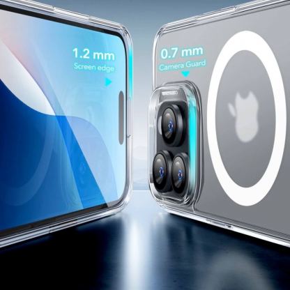 ESR Halolock Classic Hybrid MagSafe Protection Set - хибриден удароустойчив кейс с MagSafe и стъклено защитно покритие за дисплея на iPhone 16 Pro Max (прозрачен-мат) 4