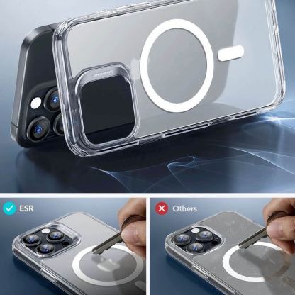 ESR Halolock Classic Hybrid MagSafe Protection Set - хибриден удароустойчив кейс с MagSafe и стъклено защитно покритие за дисплея на iPhone 16 Pro Max (прозрачен-мат) 5