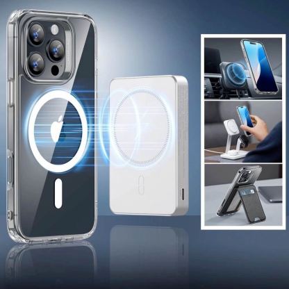 ESR Halolock Classic Hybrid MagSafe Protection Set - хибриден удароустойчив кейс с MagSafe и стъклено защитно покритие за дисплея на iPhone 16 Pro Max (прозрачен) 3