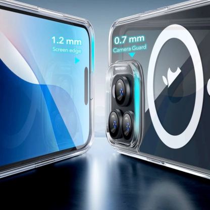 ESR Halolock Classic Hybrid MagSafe Protection Set - хибриден удароустойчив кейс с MagSafe и стъклено защитно покритие за дисплея на iPhone 16 Pro Max (прозрачен) 4