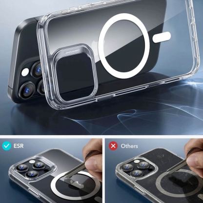 ESR Halolock Classic Hybrid MagSafe Protection Set - хибриден удароустойчив кейс с MagSafe и стъклено защитно покритие за дисплея на iPhone 16 Pro Max (прозрачен) 5