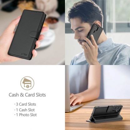 Tech-Protect Wallet Leather Flip Case - кожен калъф, тип портфейл за Xiaomi Redmi Note 14 5G (черен) 4