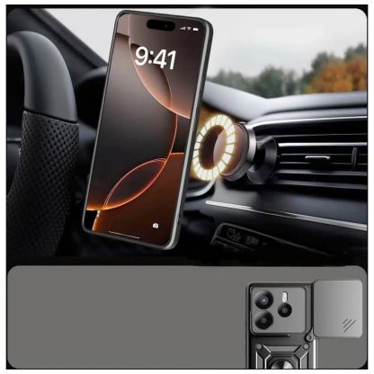 Tech-Protect CamShield Pro Hard Case - хибриден удароустойчив кейс с пръстен против изпускане за Xiaomi Redmi Note 14 5G (черен) 4