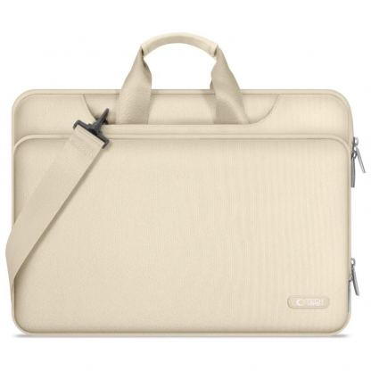 Tech-Protect PocketBag Laptop Bag 16 - елегантна чанта с дръжки и презрамка за MacBook Pro 15 и преносими компютри до 16 инча (бежов) 6