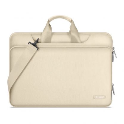 Tech-Protect PocketBag Laptop Bag 14 - елегантна чанта с дръжки и презрамка за MacBook Air 13, MacBook Pro 13, MacBook Pro 14 и лаптопи до 14 инча (бежов) 2