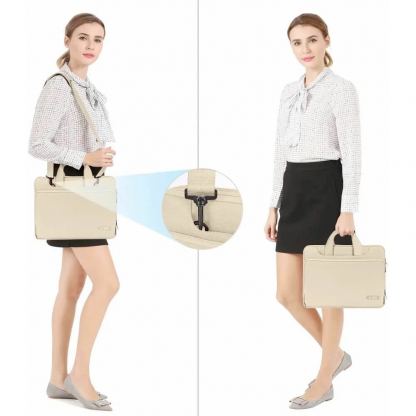 Tech-Protect PocketBag Laptop Bag 14 - елегантна чанта с дръжки и презрамка за MacBook Air 13, MacBook Pro 13, MacBook Pro 14 и лаптопи до 14 инча (бежов) 6
