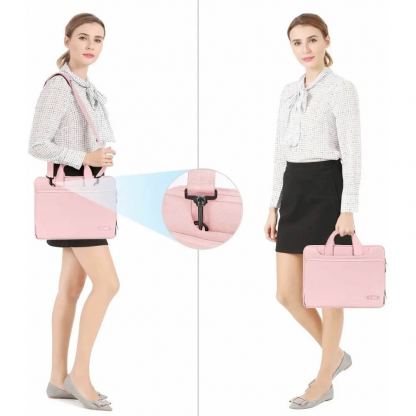 Tech-Protect PocketBag Laptop Bag 16 - елегантна чанта с дръжки и презрамка за MacBook Pro 15 и преносими компютри до 16 инча (розов) 5