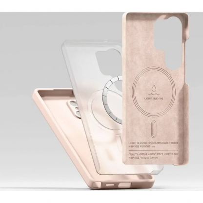 Ringke Liquid Silicone Magnetic Case - силиконов (TPU) калъф с MagSafe за Samsung Galaxy S25 Ultra (розов) 5