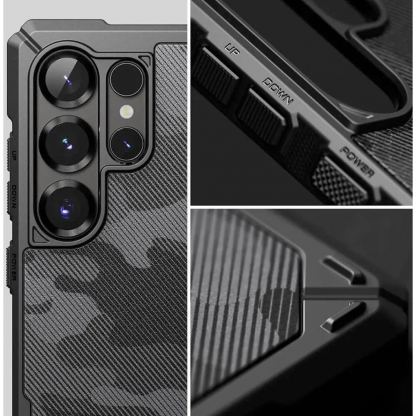 Ringke Rugged Gear Case - удароустойчив силиконов (TPU) калъф за Samsung Galaxy S25 Ultra (черен-камуфлаж) 7
